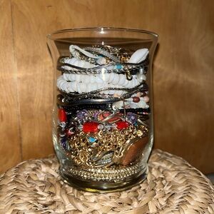 Mystery Jewelry Jar!! Variety of Gold, Silver, and colored new & vintage pieces!